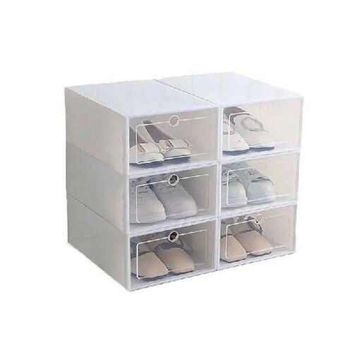6Pcs Plastic Shoe Box Stackable Foldable Shoe Drawer