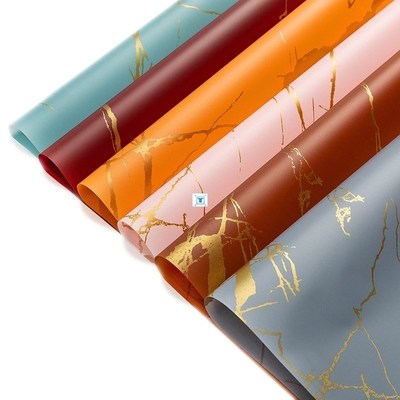 5Pcs Gold Marble Texture Flowers Packaging Paper DIY Crafts