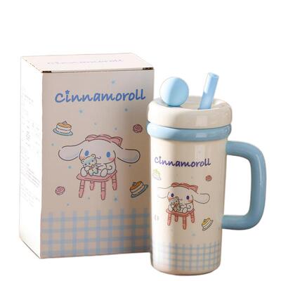 700ml Pink Melody Ceramic Mug with Straw Womens Gifts