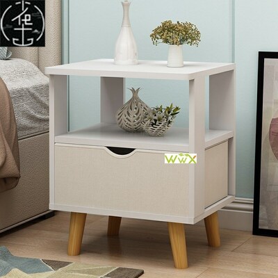 European style bedside table mini bedroom wooden storage