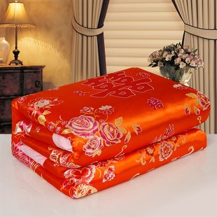 正宗丝绸被面子被红刺绣龙凤百子结婚喜被罩软缎子绸缎婚庆缎面