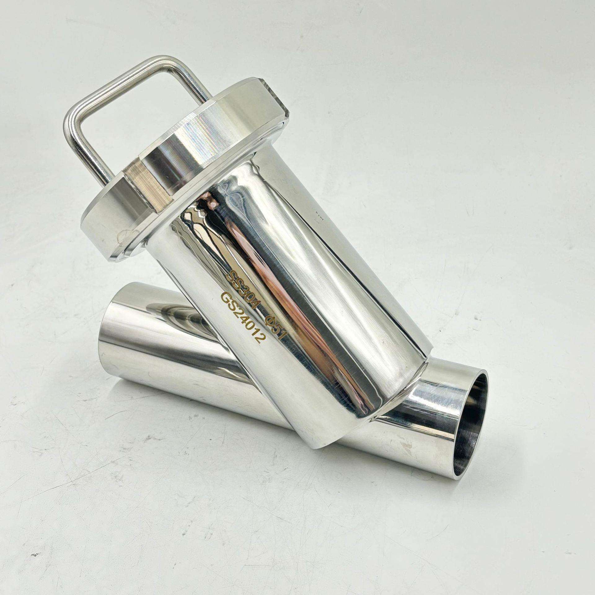 304不锈钢焊接Y型过滤器卫生食品级焊接斜插式管道过滤器 过滤网