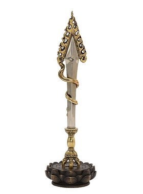 铜文殊智慧剑藏式摆件家用桌面带底座佛堂密宗菩萨供奉降魔法器