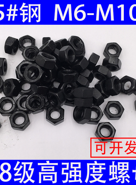 8.8级高强度螺母黑色螺丝帽六角螺母螺帽大全M6M8M10M12M14M16M18