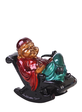 创意地主老财变色茶宠摆件摇椅财主茶玩茶台盘茶具配件茶桌装饰品