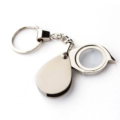 Portable 10/15X Folding Key Ring Mini Magnifier Key Chain Ma