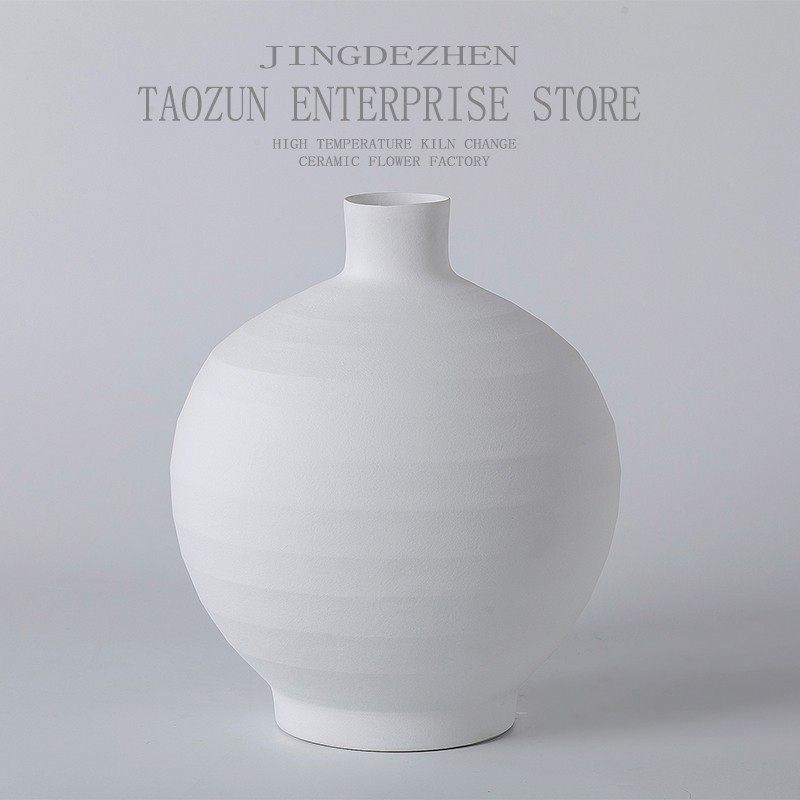 现代白色陶瓷花瓶意式极简客厅插花电视柜餐桌摆件磨砂素烧花器,家居饰品,花瓶,淘宝优惠券,粉丝福利购,淘宝优惠卷
