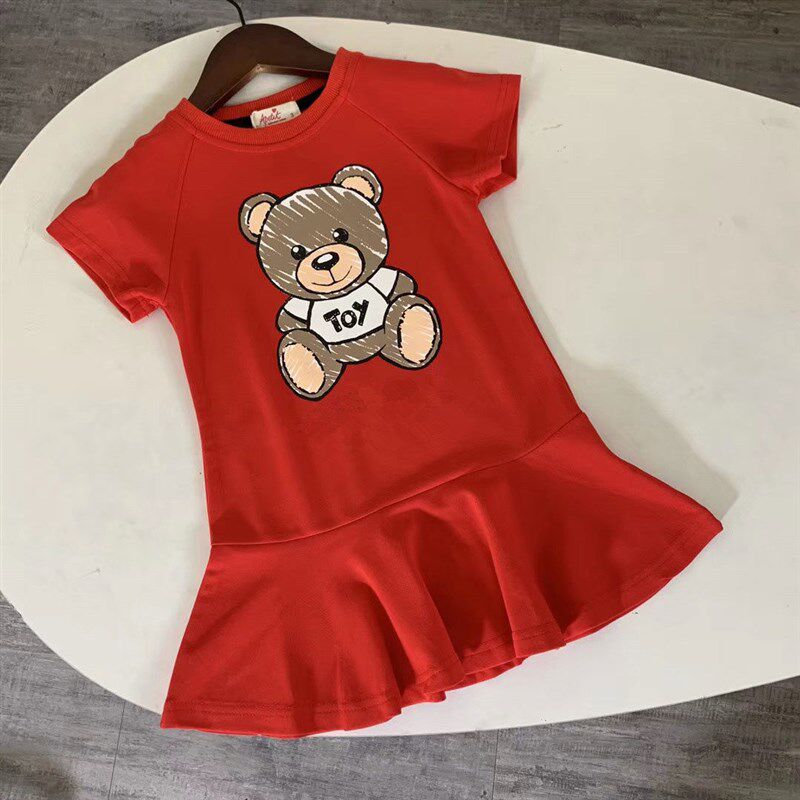New  summer fashion kids dresses for girls Cotton cartoon be图片
