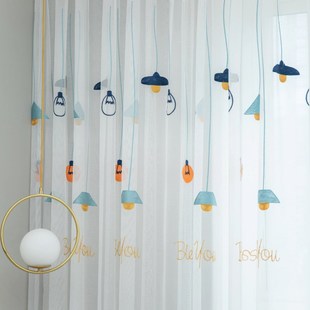 窗纱飘窗简约阳台纱遮阳卧室客厅简易免打孔安装 自粘贴窗帘纱帘