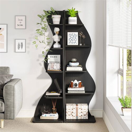 Tribesigns Corner Shelf, Modern 5-Tier Wall Corner Bookshelf