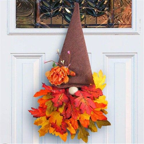 Artificial Fall Door Wreath Maple Leaf Door Pendant Maple