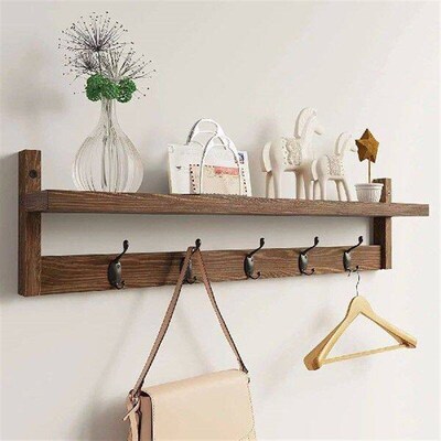 Heavy Duty Wall-Mounted Wooden Coat Rack Easy Install