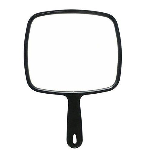 Black Handheld Mirror with Handle Portable One-Sided Small