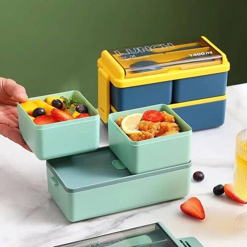 2 Layer Portable Leakproof Snack Lunch Bento Box Kid Student