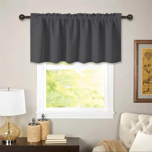 1PC, Valance Cafe Window Rod Pocket Curtain, Woven Fabric Sh