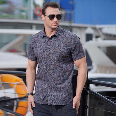 Summer New Large Size Mens Short-sleeved Shirt for Fat Guy