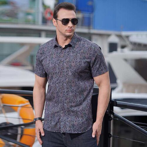 Summer New Large Size Mens Short-sleeved Shirt for Fat Guy