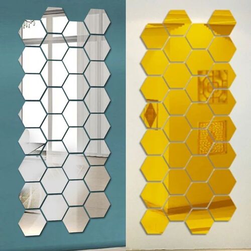 24pcs 3D Mirror Wall er Hexagon Acrylic Self Adhesive Mirror