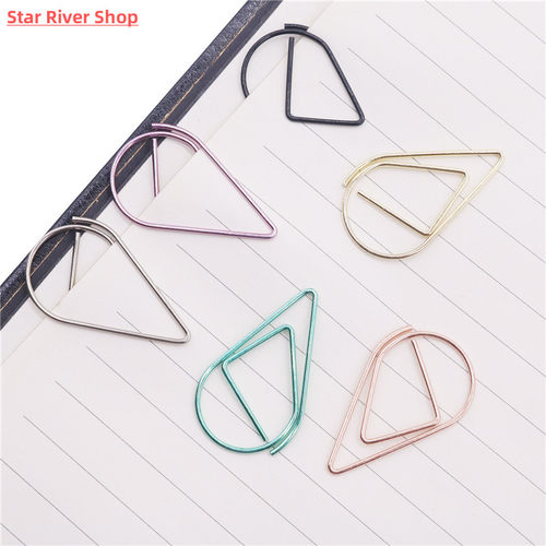 50 Pcs Metal Material Drop Shape Paper Clips Gold Silver Col