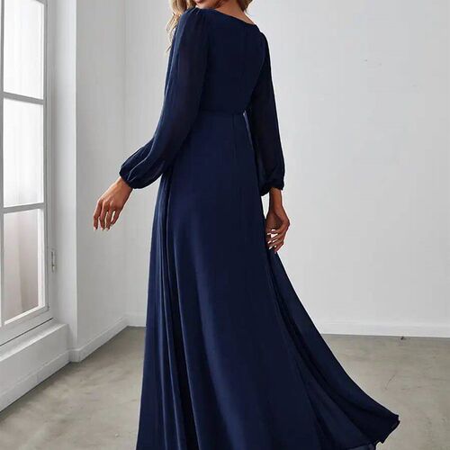 Elegant Evening Dresses Long A-LINE Long Sleeves V-neck Floo