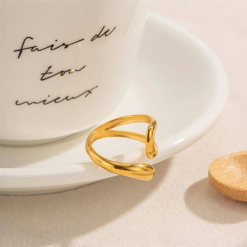 Uworld Stainless Steel Geometric Hollow Layered Wide Ring Me