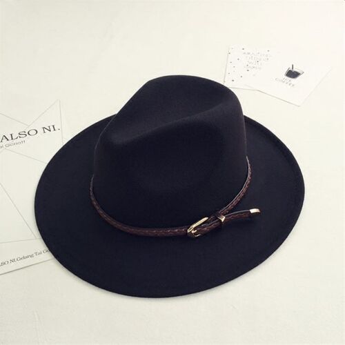 Women Men Wide Brim Wool Fedora Jazz Hat 男女大檐礼帽爵士帽