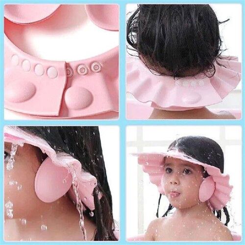 Waterproof Baby Shower Caps Ear Shield Adjustable Wash Hair