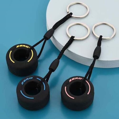Mini F1 Racing Tire Keychain Car Key Accessories PVC Tyre Pe