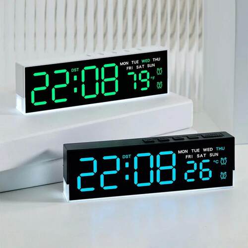 USB Powered Digital Alarm Clock with White Mood Light TEMP W