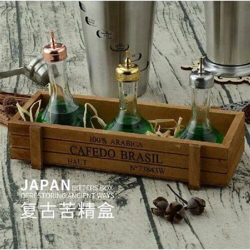 Bartender bar tools bitters storage wood box Japanese retro