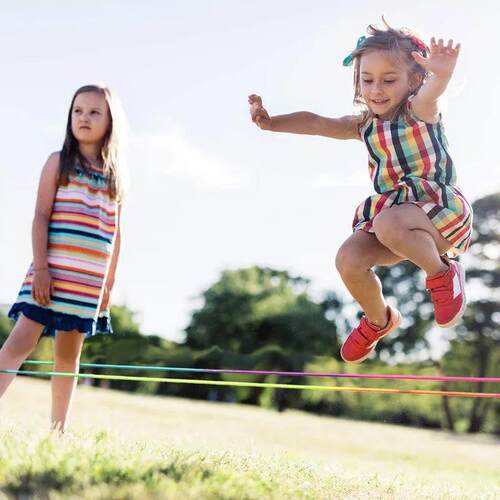 Rainbow Elastic Rubber Jump Rope Kids Adults Fitness Exercis