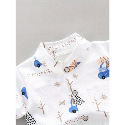 Infant and toddler summer full print bear driving pattern sh