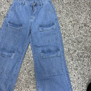 Women Loose ladies Washed 2023 Pants Jeans Leg Vintage Wide