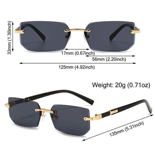 Women & Men Retro UV400 Protection Rimless Rectangle Cycling