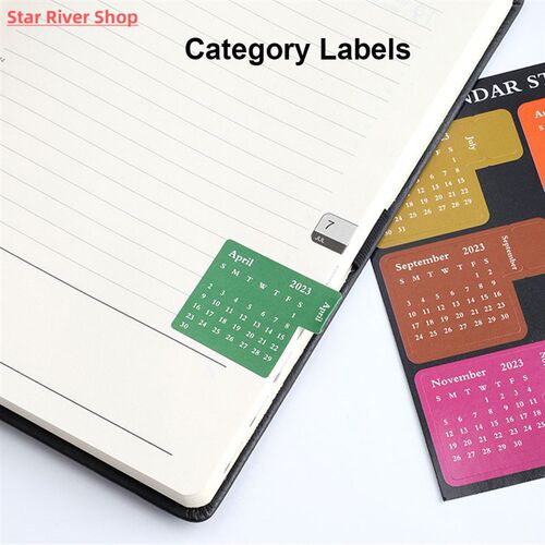 2024 Month Calendar Self-Stick Index Stickers Planner Colorf