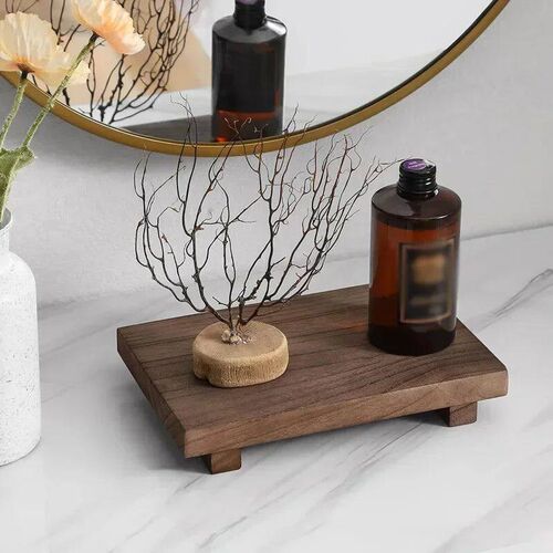 Wood Tray Pedestal Stand Bathroom Decor Wooden Vanity Hands