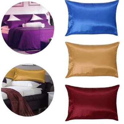 1PC Pure Silk satin Pillowcase Silky Soft Pillow Case