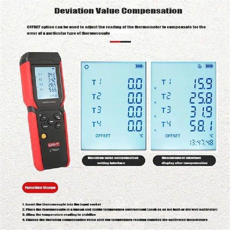 UNI-T UT325F Four-Channel Thermocouple Thermometer - 实物图