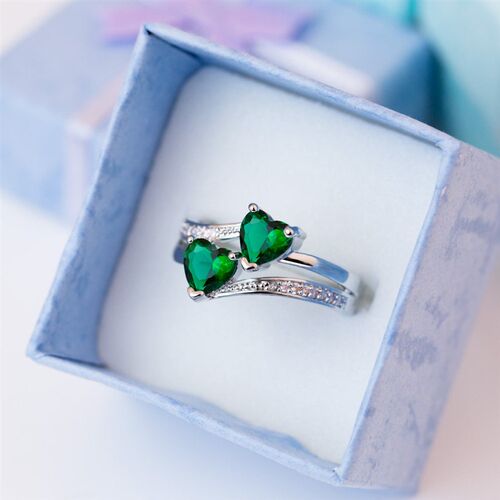 Huitan Stylish Female Rings Silver-plated Double Heart-Shape
