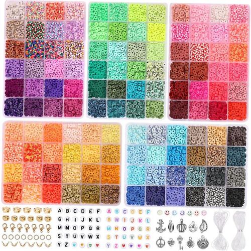 Clay Beads Set Bracelet Necklce Making Bead Letter DIY Kits