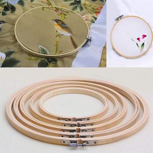 Wooden Cross Stitch Machine Embroidery Hoop Ring Bamboo Sewi
