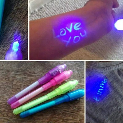 12pcs Spy Pen Invisible Ink Pen with UV Light Magic Marker f