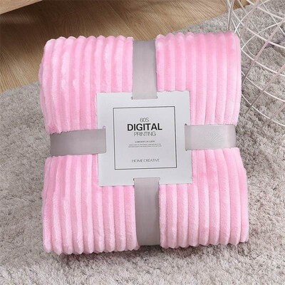 Pure color cloud mink fleece striped blanket flannel blanket
