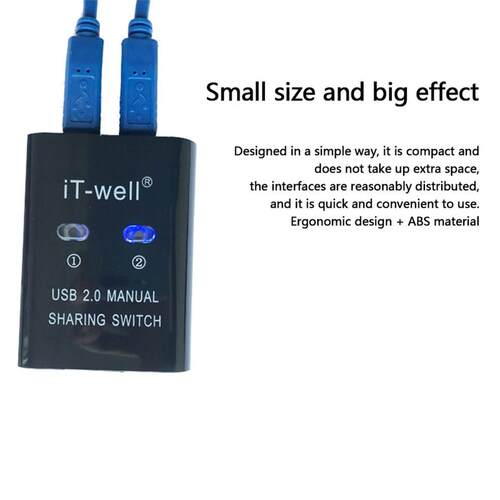 IT-Well USB Printer Sharing Device, 2 in 1 Out Printer Shari