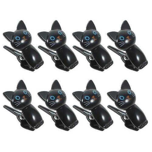 8 Pcs Bag Sealing Clips Cute Cat Office with Lanyard