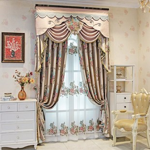 欧式 浮雕高档提花高精密窗帘温馨大气客厅卧室落地飘窗成品定制纱
