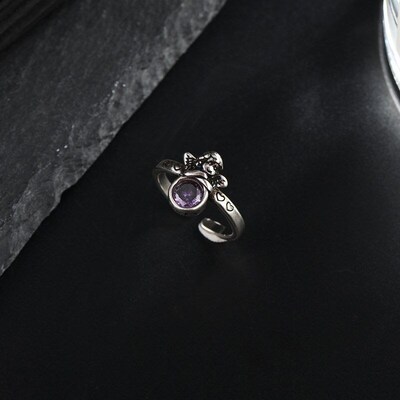 Angel Wings Vintage Silver Ring Retro Open Silver Ring with