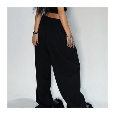 New Casual Gray Sweatpants Women Wide Leg Black Joggers Hot