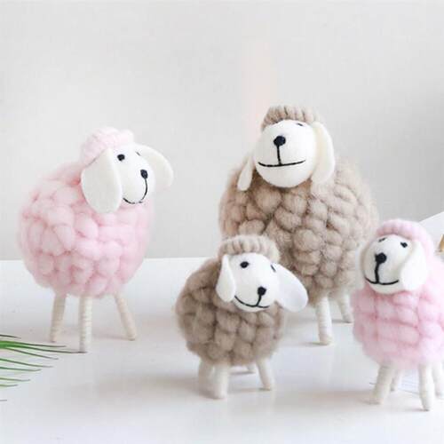 1Pc Mini Table Ornament Felt Sheep Figurines Miniatures Wool