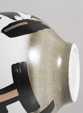 古风手绘鎏金陶瓷花瓶壁柜装饰品茶室书房样板房挂画中式艺术摆件